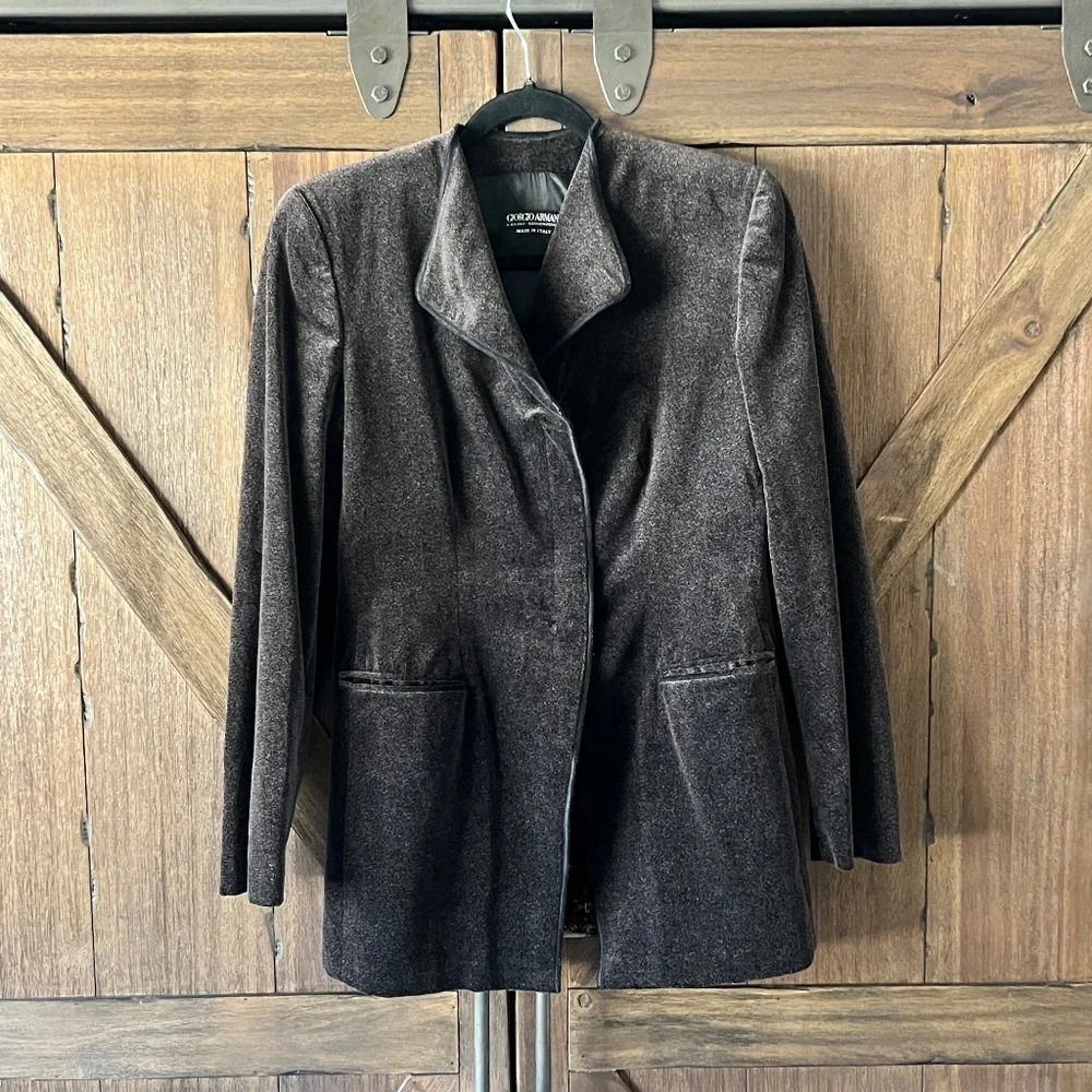 Giorgio Armani Vintage Women's Mid Zipper Brown Blazer Jacket Size 40